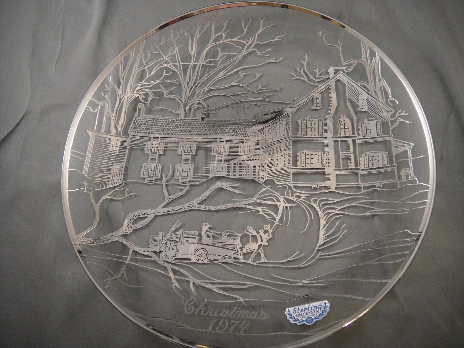 Christmas Plate 1974 Silver City Glass
