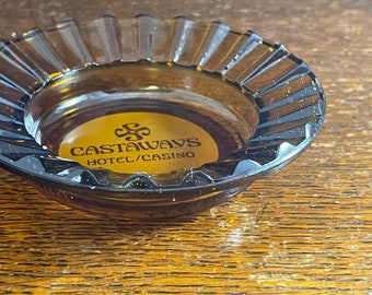 Castaways Las Vegas Nevada Souvenir Amber Glass Ashtray