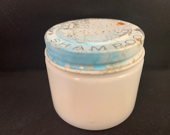 Lustre Ware Shampoo Milk Glass Jar with Metal Lid