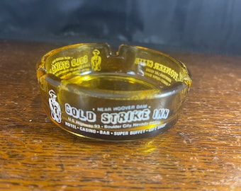 Gold Strike Inn Boulder City Nevada Souvenir Amber Glass Ashtray