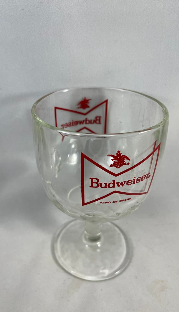 BUDWEISER KING OF BEERS GOBLET 6  BEER FREEZER GLASS RED LOGO BUD BEER  GLASS