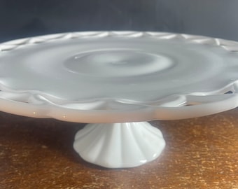 Milk Glass Open Lace Cake Stand