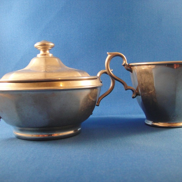 Metal Creamer and Sugar with Lid Set Manning Bowman