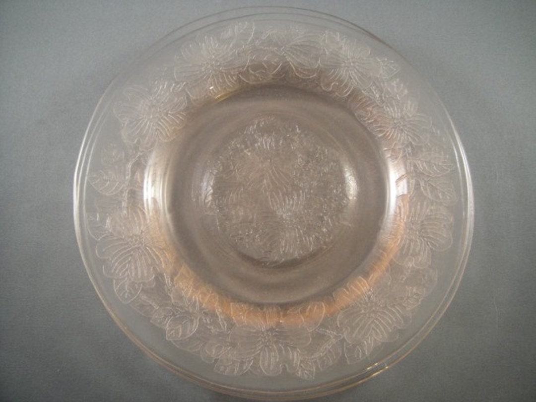 Pink Depression Glass Dogwood Pattern Saucers Etsy