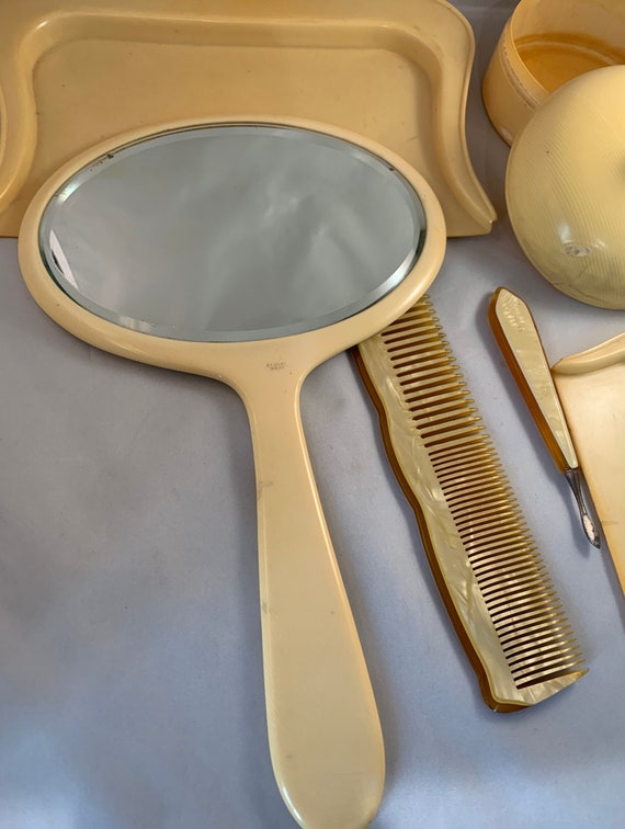 Celluloid Vanity Items Mirror Comb French Ivory - Etsy display picture 3