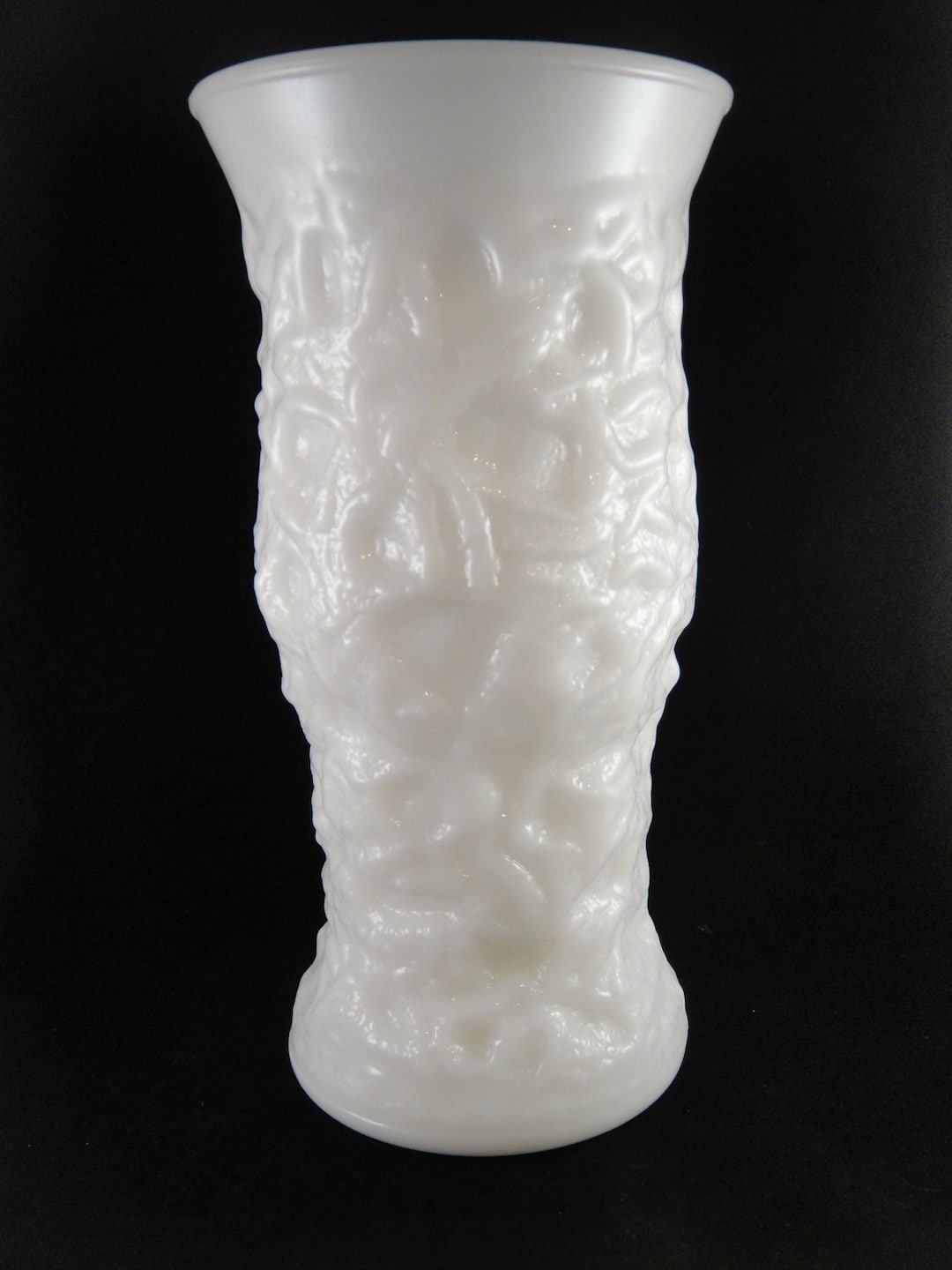 Milk Glass Large Vase Crinkle Glass Pattern EO Brody Etsy
