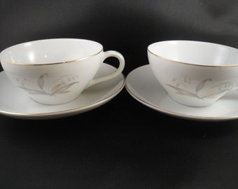 Kaysons Golden Rhapsody Cups and Saucers (2) Teacups