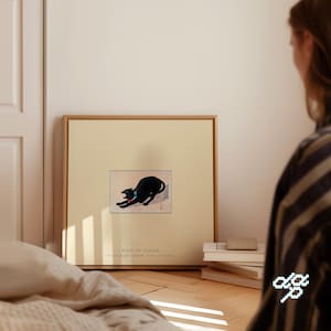 Hiroaki Takahashi Black Cat Hissing Print—Vintage Japanese Shin-hanga Art—Bold Feline Wall Decor for Pet Lover & Asian Home—Funny Fur Friend
