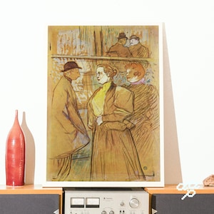 May include: A vintage drawing of a group of people in a cafe setting. The drawing is done in a loose, gestural style with muted colours. The people are dressed in clothing from the early 1900s.