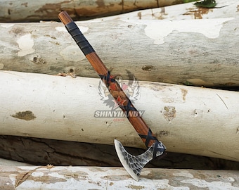 Hacha vikinga Ragnar, hacha vikinga, regalo de Navidad, hacha, Ragnar, hacha de caza, hacha de acero al carbono Ragnar con funda de cuero, regalo para ella