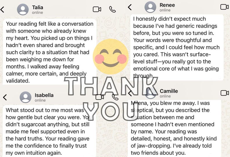 May include: A screenshot of a chat with positive testimonials. The text "THANK YOU" is overlaid on the image. The chat includes messages from Talia, Renee, Isabella, and Camille, with each sharing their experiences.