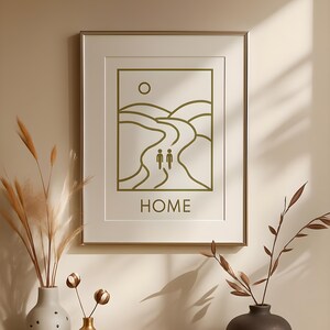 Minimalistisches Haus Wand Kunst Poster, Natur inspirierte Dekoration, Ideal für Housewarming, Geschenk für neue Hausbesitzer, beruhigender Wohnraum, Paar Poster