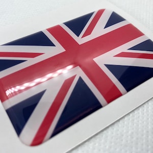 Union Jack Flag 3D Domed Gel Sticker | 64x44mm Red, White  Blue Decal | High-Quality UK Car & Laptop Emblem