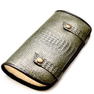 Cartera grande de cuero para pesca con mosca, regalo de pesca, mosca artificial original hecha a mano