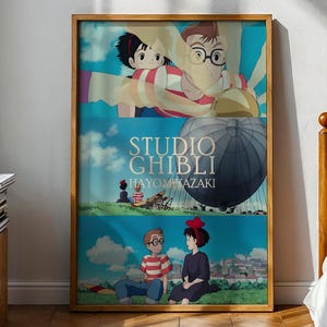 Poster di Kiki - Consegne a domicilio, stampa artistica da parete, anime dello Studio Ghibli - Hayo Miyazaki, decorazione per cameretta dei bambini - illustrazione del film giapponese, regalo