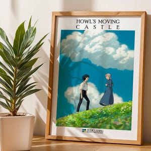 Poster del Castello Errante di Howl, Stampa Artistica da Parete, Studio Ghibli, Anime di Hayao Miyazaki, Decorazione per la cameretta dei bambini, Illustrazione di Howl e Sophie, Film Giapponese, Regalo