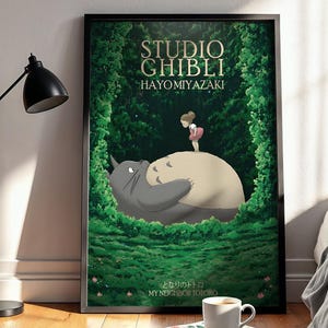 Stampa artistica da parete "Il mio vicino Totoro" dello Studio Ghibli, Totoro Anime - Stampa di Hayo Miyazaki, decorazione per cameretta, illustrazione Ghibli, film giapponese, regalo