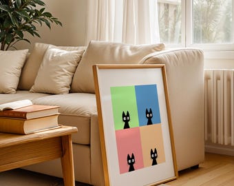 Kiki's Delivery Service Poster, Jiji Black Cat Art Print, Studio Ghibli Anime Wall Decor, Hayao Miyazaki Illustration, Fantasy Artwork