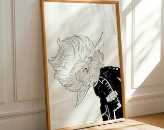 Heimerdinger Arcane Poster – League of Legends Black & White Anime Wall Art | Gamer Room Decor, Gift for Arcane Netflix Fans