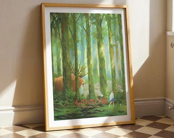 Princess Mononoke Poster, Studio Ghibli Wall Art, Miyazaki Film Print, Anime Room Decor, Gift for Anime Fans, Mononoke Art