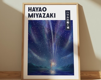 Howl's Moving Castle Poster, Studio Ghibli Anime Art Print, Hayao Miyazaki Wall Decor, Japanese Animation Illustration, Fantasy Artwork