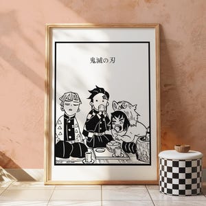 Demon Slayer Trio Poster: Zenitsu, Tanjiro, Inosuke Art Print