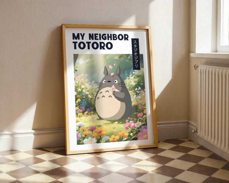Totoro Wall Art Poster - Studio Ghibli Anime Druck, Mein Nachbar Totoro Home Decor, Japanisches Zeichentrick Geschenk Bild 3