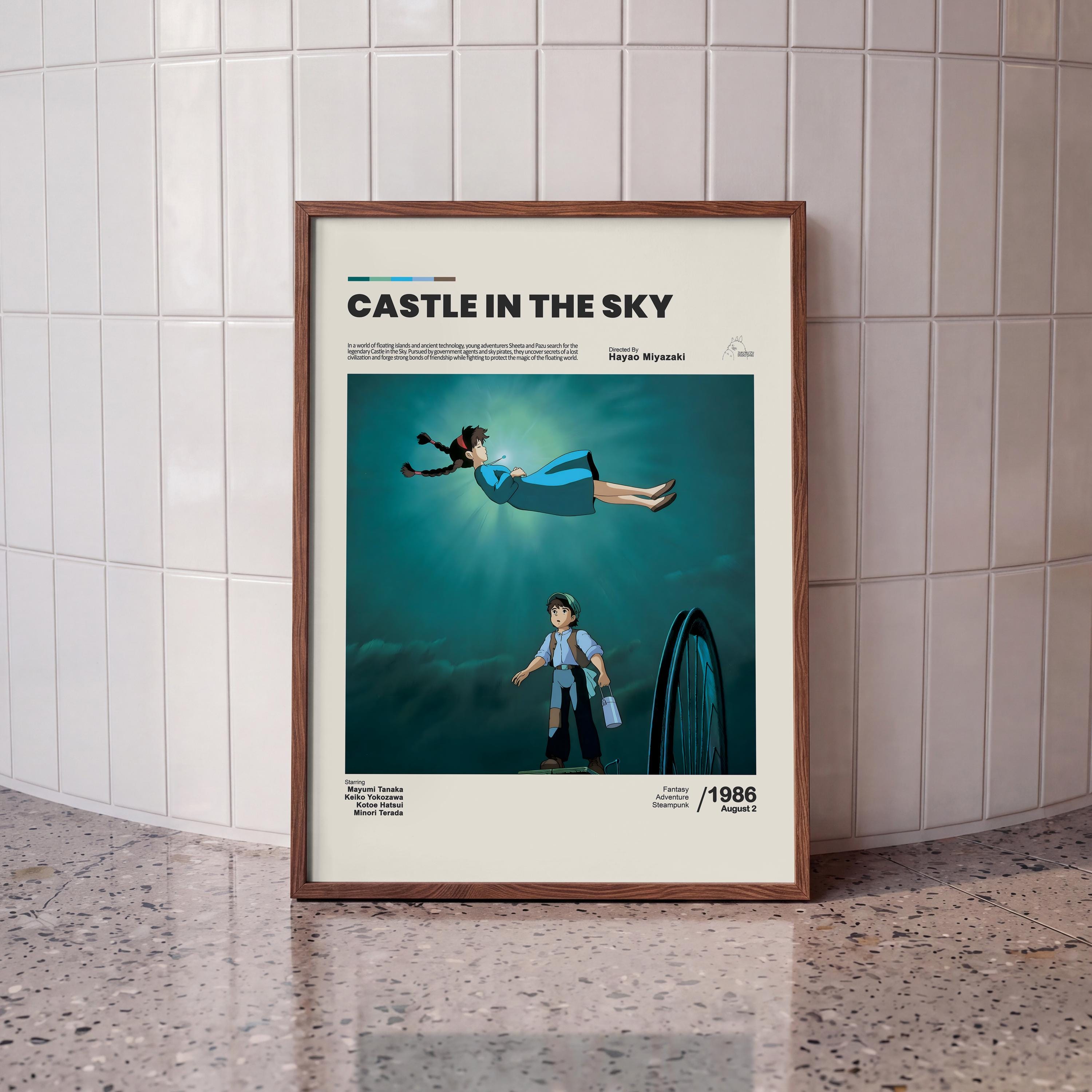 Castle in the Sky Poster, Studio Ghibli Anime Movie Art Print, Hayao Miyazaki Wall Decor, Japanese Animation Illustration, Fantasy Artwork