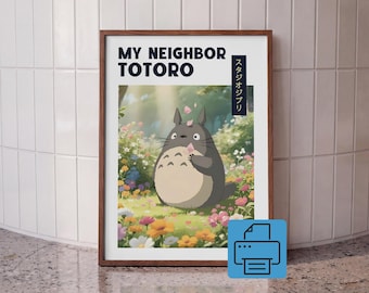 Totoro Wall Art Digital Download Print – Studio Ghibli Anime Poster, My Neighbor Totoro Home Decor, Japanese Animation Gift