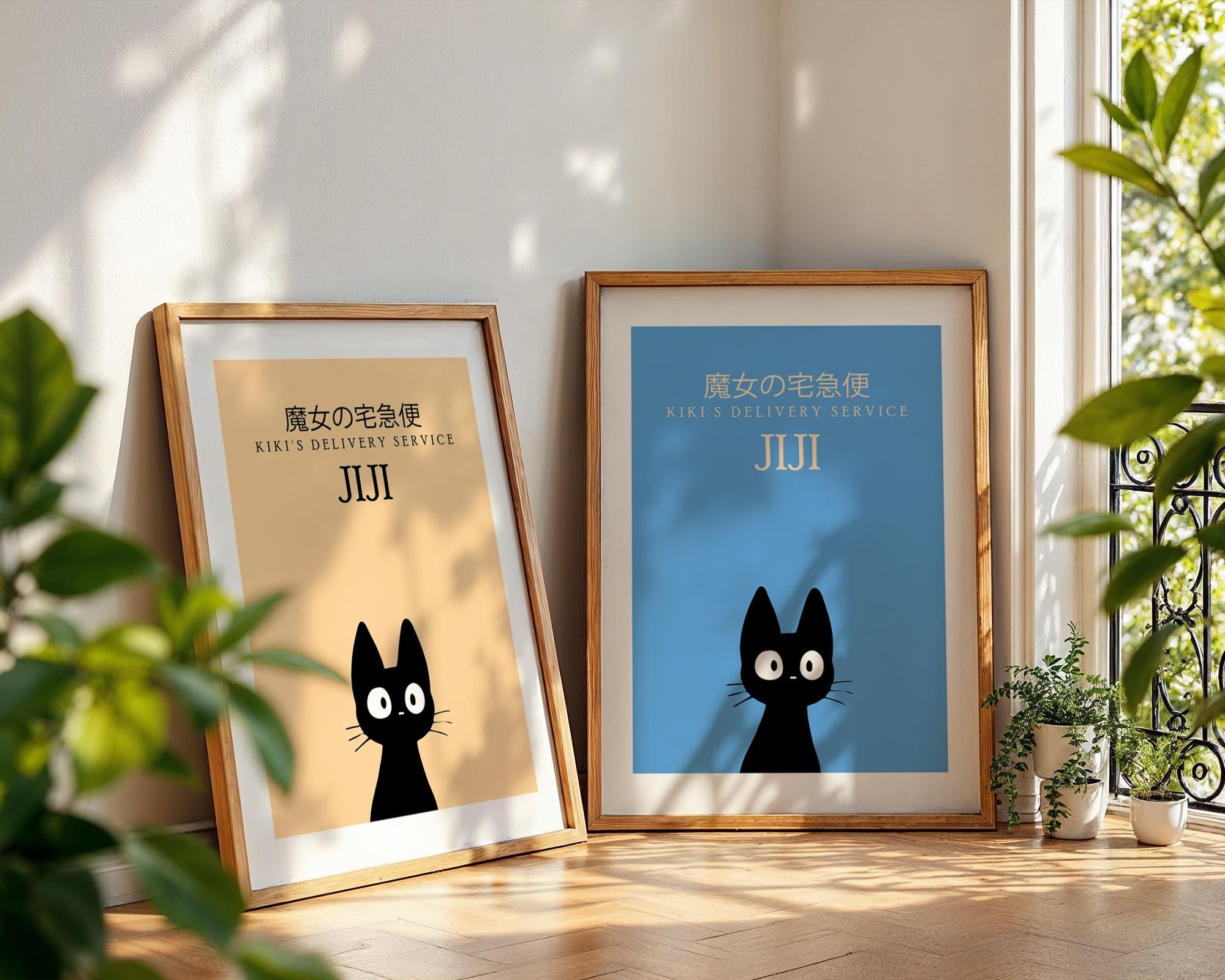 魔女の宅急便ポスター、ジジ黒猫アートプリント、スタジオジブリアニメ