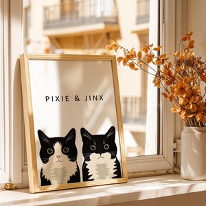 Aangepaste kattenposter, cartoon katten muurkunst - kattenafdruk, postercadeau voor kattenliefhebbers