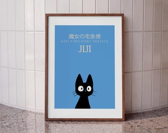 Kiki's Delivery Service Poster, Jiji Black Cat Art Print, Studio