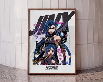 Arcane Jinx Poster, League of Legends Wall Art, Anime Decor, Arcane Print, Gamer Room
