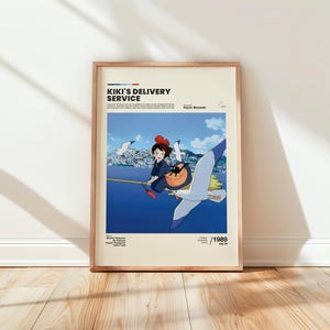 Póster de Kiki, la aprendiz de bruja – Lámina de arte anime vintage de Kiki, la aprendiz de bruja, decoración de Hayao Miyazaki, regalo para fans de Studio Ghibli imagen 6