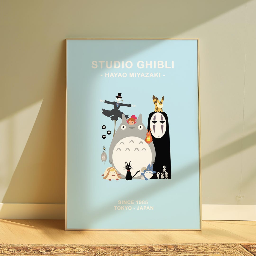 Studio Ghibli Art Print, Hayao Miyazaki Anime Poster, Japanese ...