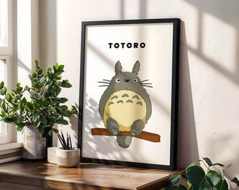 My Neighbor Totoro Poster, Studio Ghibli Anime Art Print, Hayao Miyazaki Wall Decor, Japanese Animation Illustration, Fantasy Artwork