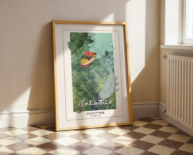 Ponyo Studio Ghibli Art Print: Hayao Miyazaki Anime Illustration Nursery Decor image 1