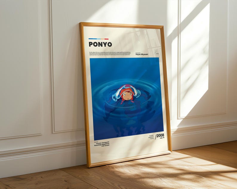Ponyo filmposter, Studio Ghibli Art Print, anime muur decor, Japanse animatie illustratie, Hayao Miyazaki, fantasy cartoon kunst afbeelding 4