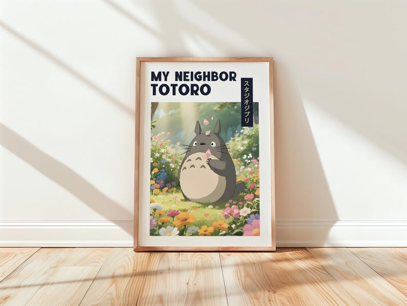 Totoro Wall Art Poster - Studio Ghibli Anime Druck, Mein Nachbar Totoro Home Decor, Japanisches Zeichentrick Geschenk Bild 1
