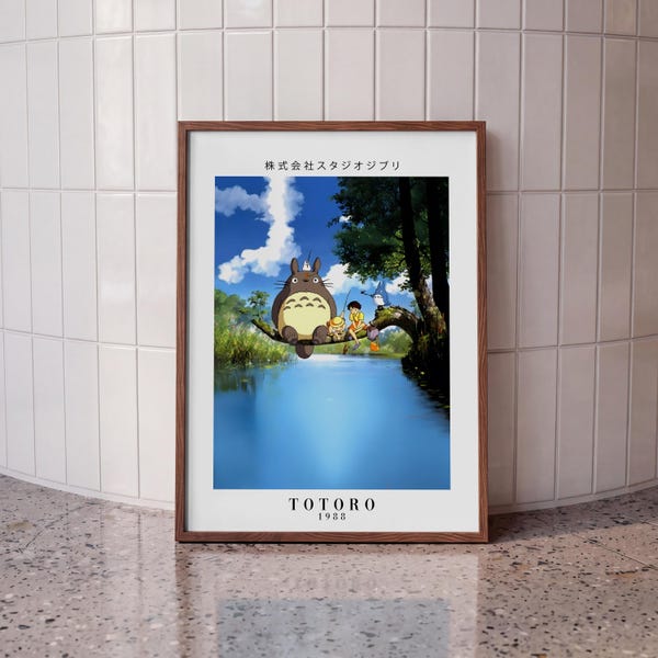 Poster Mon voisin Totoro, impression d'art Studio Ghibli, décoration murale Ghibli, art de chambre d'enfants inspiré de Miyazaki, Totoro et amis