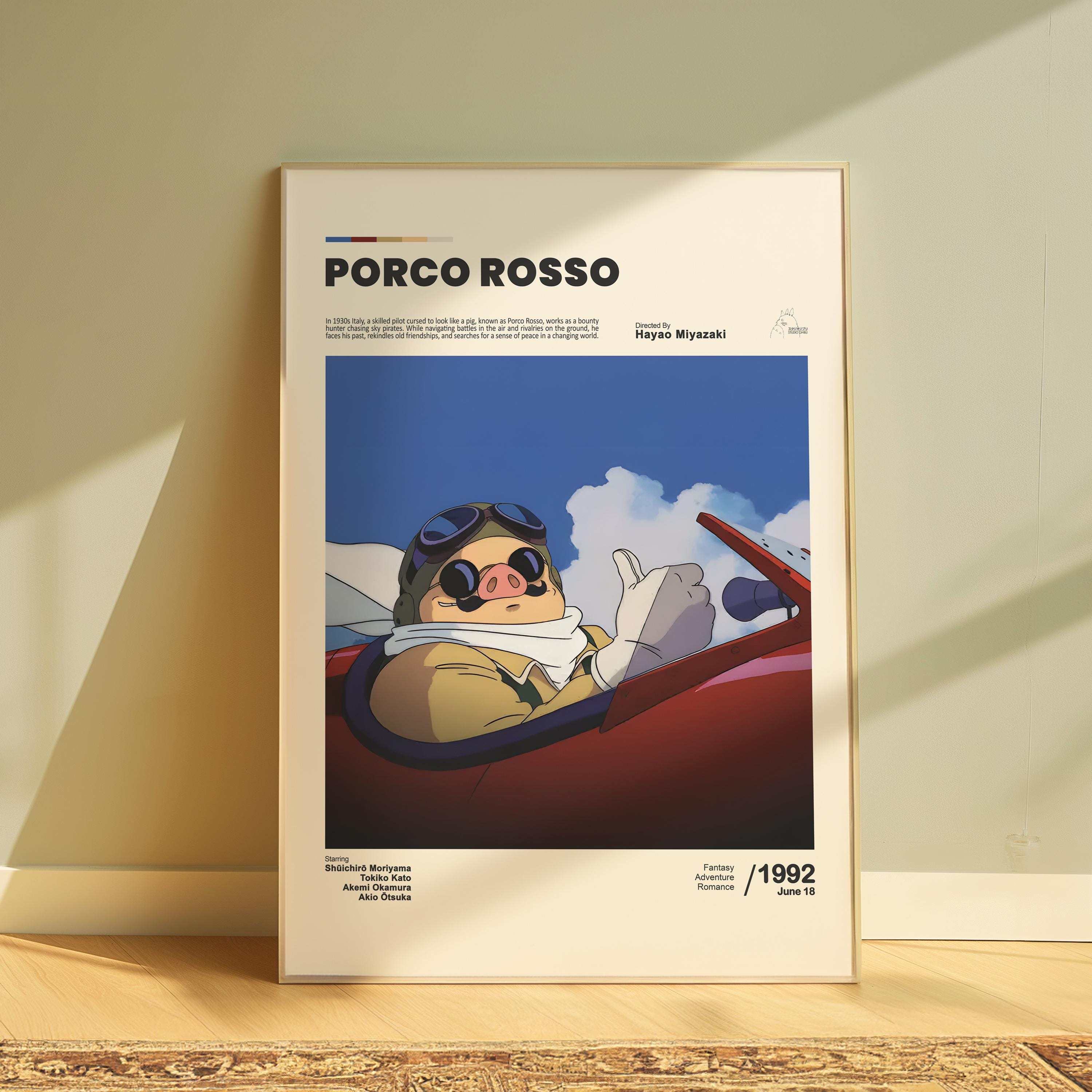 Affiche En Métal Rétro Porco Rosso – 20,3 X 30,5 Cm, Design Vintage Pour Fans D’anime