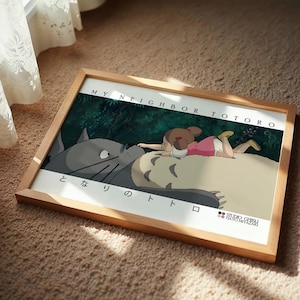 Stampa artistica da parete con poster di Totoro - Il mio vicino Totoro - Poster dello Studio Ghibli - Stampa di Hayao Miyazaki - Decorazione per cameretta dei bambini - Illustrazione giapponese di Totoro