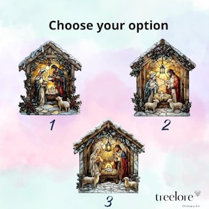 Nativity Scene Suncatcher, Christmas Window Hanging Decor, Religious Holiday Gift, Faux Stained Glass Art, Manger Birth Jesus