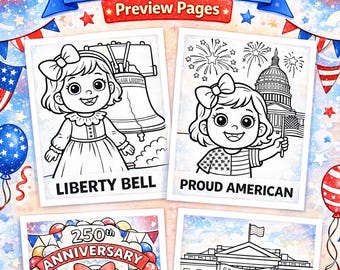 USA Patriotic Coloring Pages for Kids, 4th of July Activities, American Symbols Printable