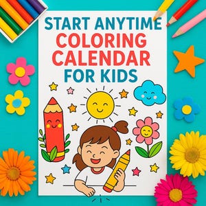 Printable Coloring Calendar for Kids: Homeschool Activity Pages (Digital Download, PDF)