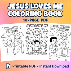 Jesus liebt mich Malbuch: Christliche VBS Sonntagsschule (PDF herunterladbare druckbare Aktivitätsseiten)