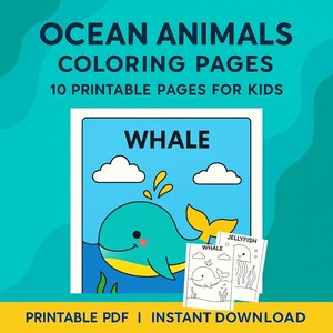 Ocean Animals Coloring Pages for Kids – 10 Cute Sea Creatures | Preschool Printable | PDF Download | Under the Sea Activity