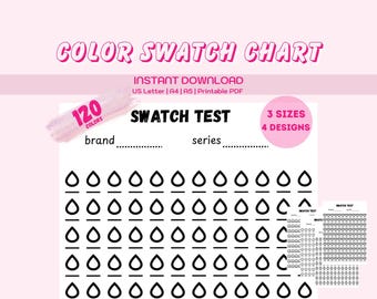 Ohuhu 120 Color Swatch Chart | Color Swatches and Patterning | A4 A5 US Letter PDF | Marker Swatch Test Sheet