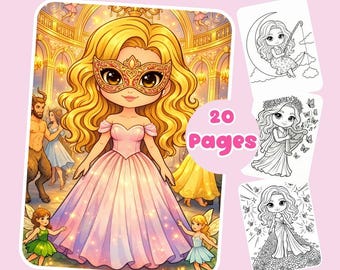 Chibi Fairytale Coloring Pages, 20 Fantasy Sheets, Witch Mermaid PDF (Digital Activity)