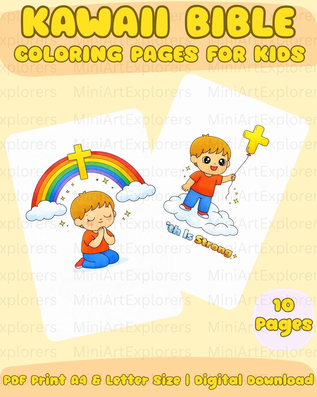 Kawaii Bible Coloring Pages for Kids Christian Faith Theme Printable ...